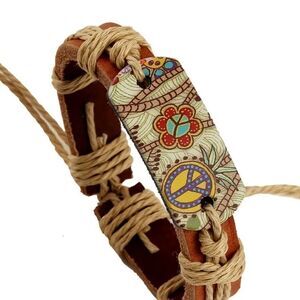 Hemp rope & cowhide bracelet